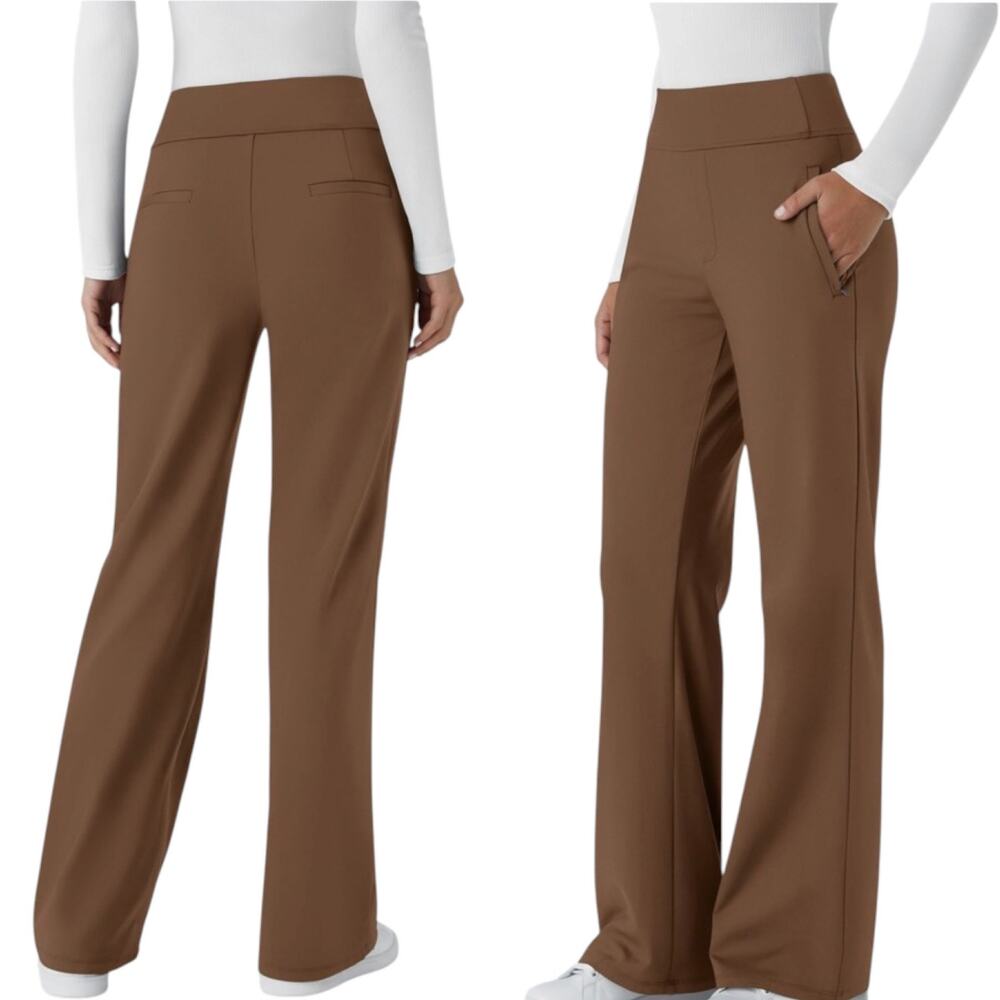 NWT Halara Flex™ DayStretch Mid Rise Side Zipper Pocket Work Flare Pant Bison XS